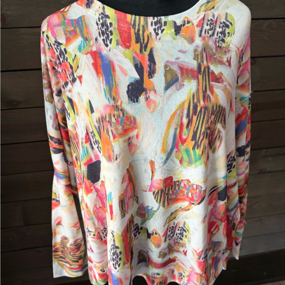 Women's Abstract Print Long-Sleeve Top - Multicolor